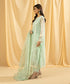Women's Eid Sea Green Embroidered Net Unstitched Shirt Dupatta